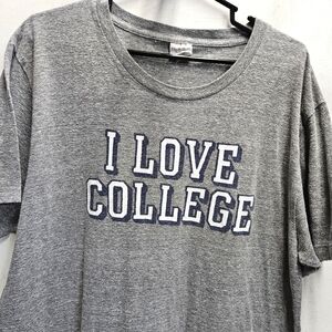 Charlie Hustle I LOVE COLLEGE tri blend graphic tee shirt ~ size XL unisex/mens